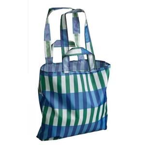 Ikea Skfnke Foldable Pocket Reusable Shopping Tote Bag Blue Green 304.413.56